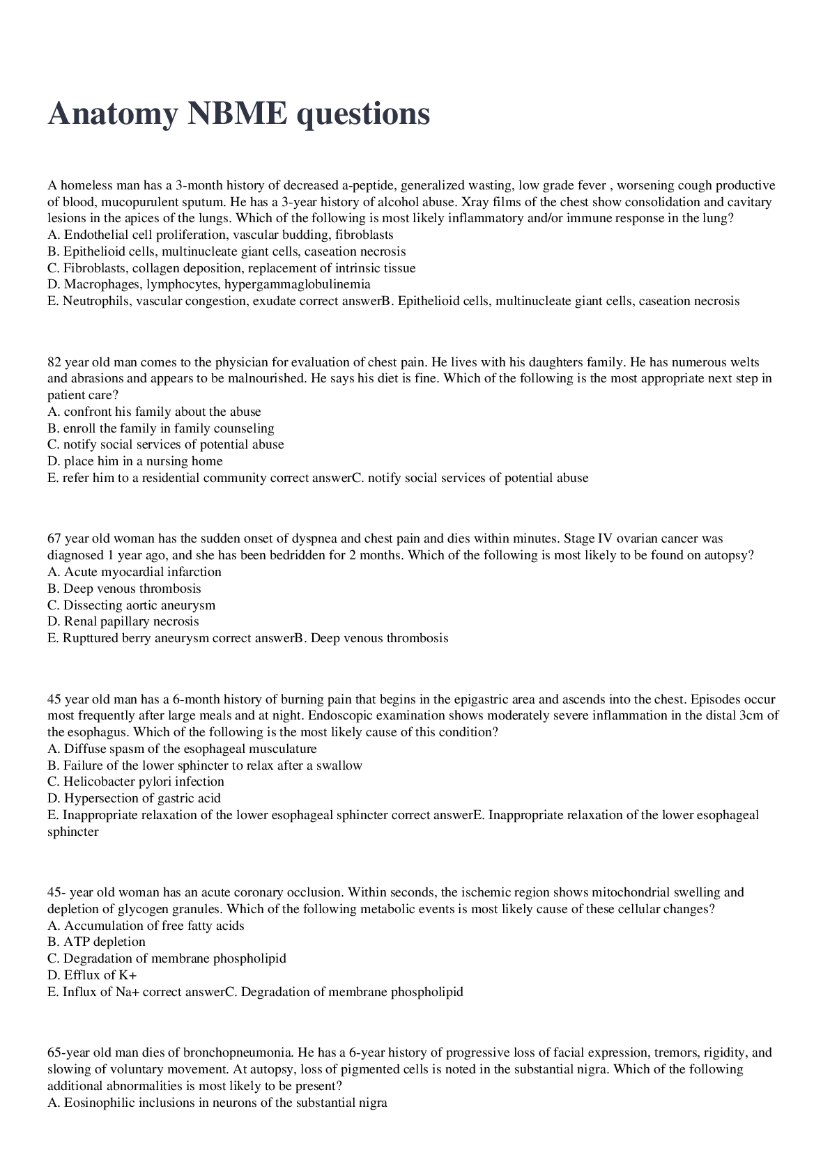 Preview image for Anatomy NBME questions and answers 2023